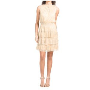 1. State Sleeveless Smocked Waist Tiered Metallic Dress, women's size L NWT